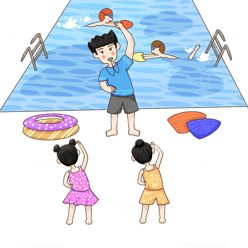源文件下载【趣麦麦图】游泳暑假暑假班夏天学习游泳