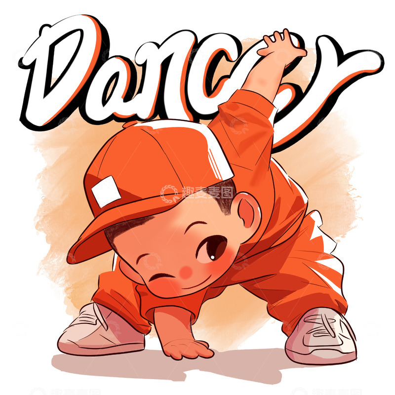 手绘街舞培训班人物插画