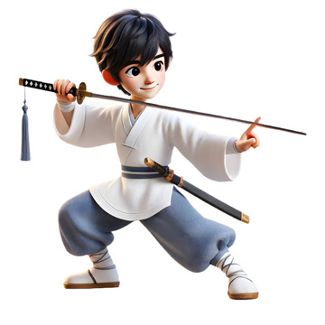 武术班培训3D卡通人物素材