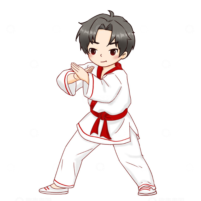 源文件下载【趣麦麦图】暑期培训班-跆拳道教学人物