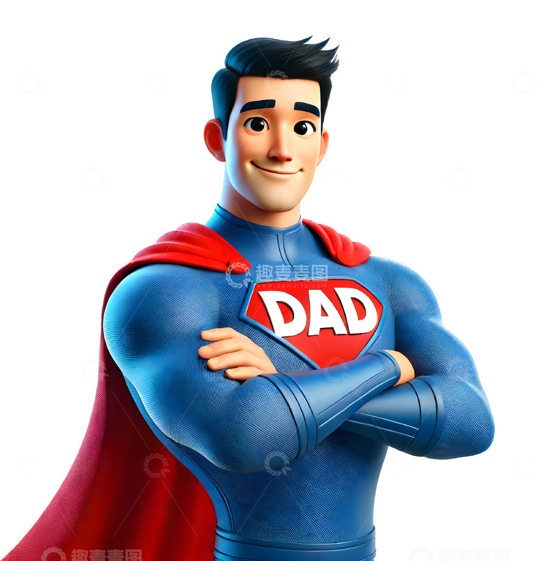 高清大图下载【趣麦麦图】超人父亲父亲节3D卡通人物素材
