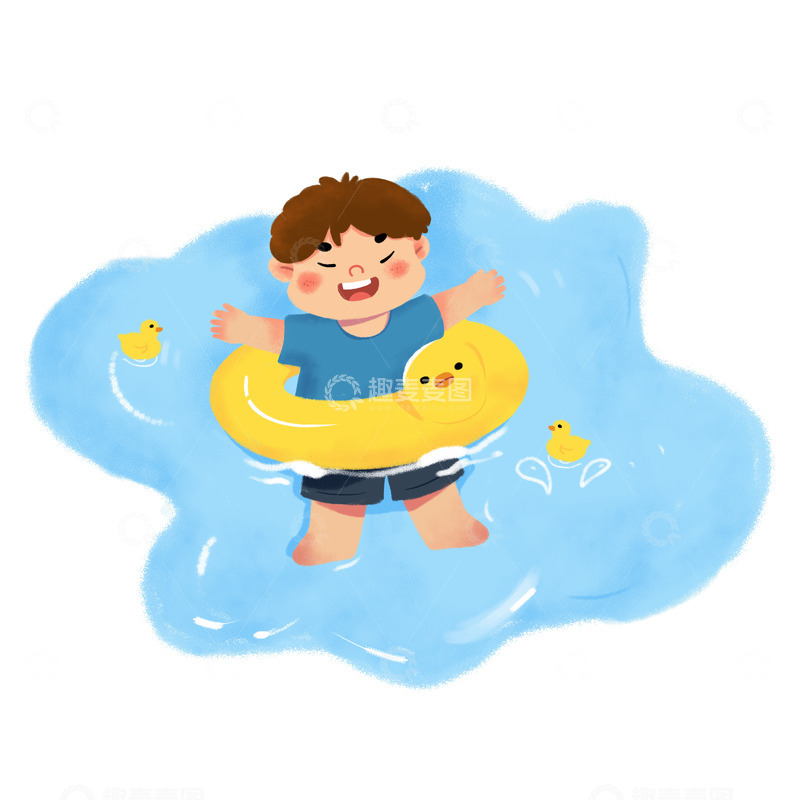 游泳 小孩 夏日   游泳场景