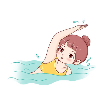 暑期培训班-游泳教学人物场景