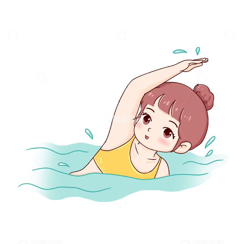 暑期培训班-游泳教学人物场景