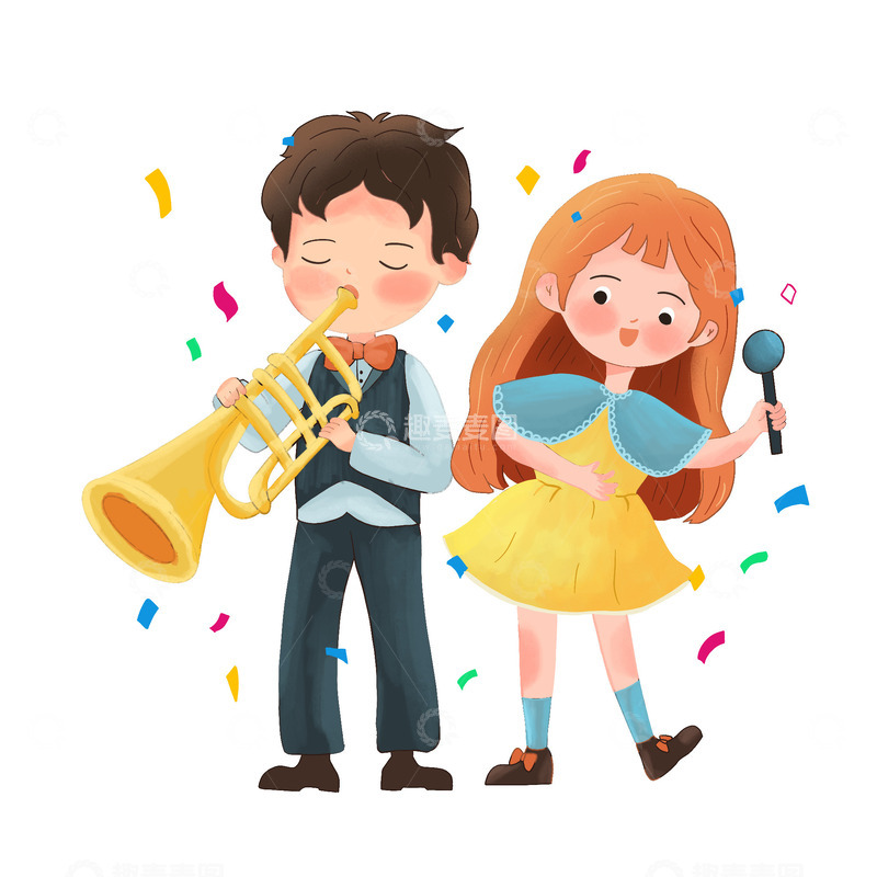 源文件下载【趣麦麦图】声乐唱歌学习儿童学生手绘卡通