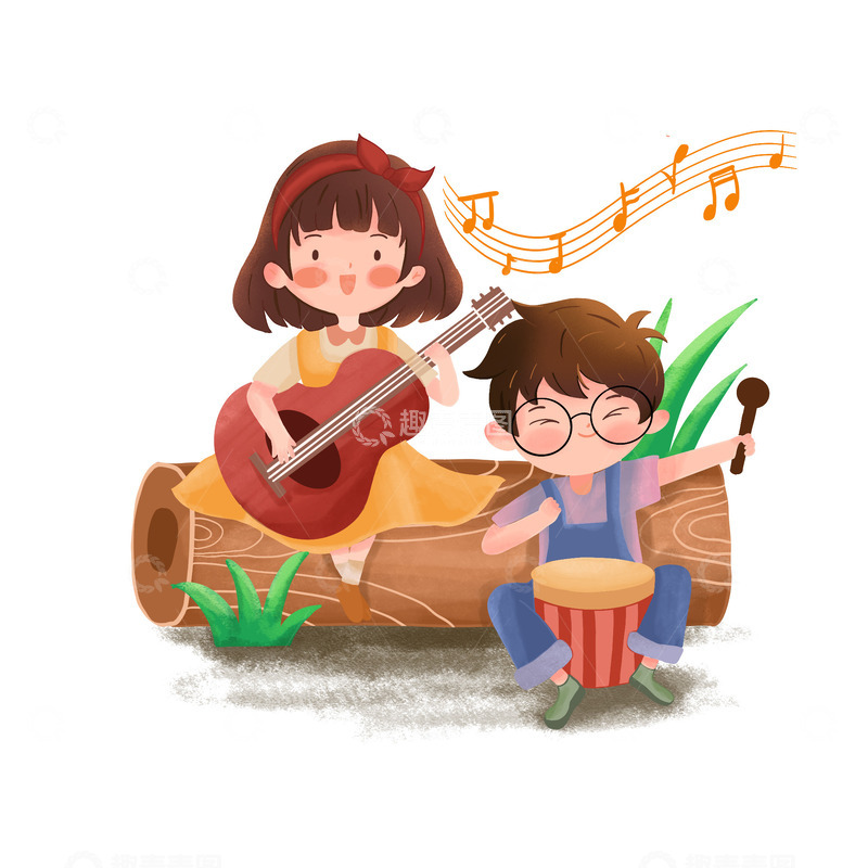 源文件下载【趣麦麦图】乐器唱歌声乐培训学习学生