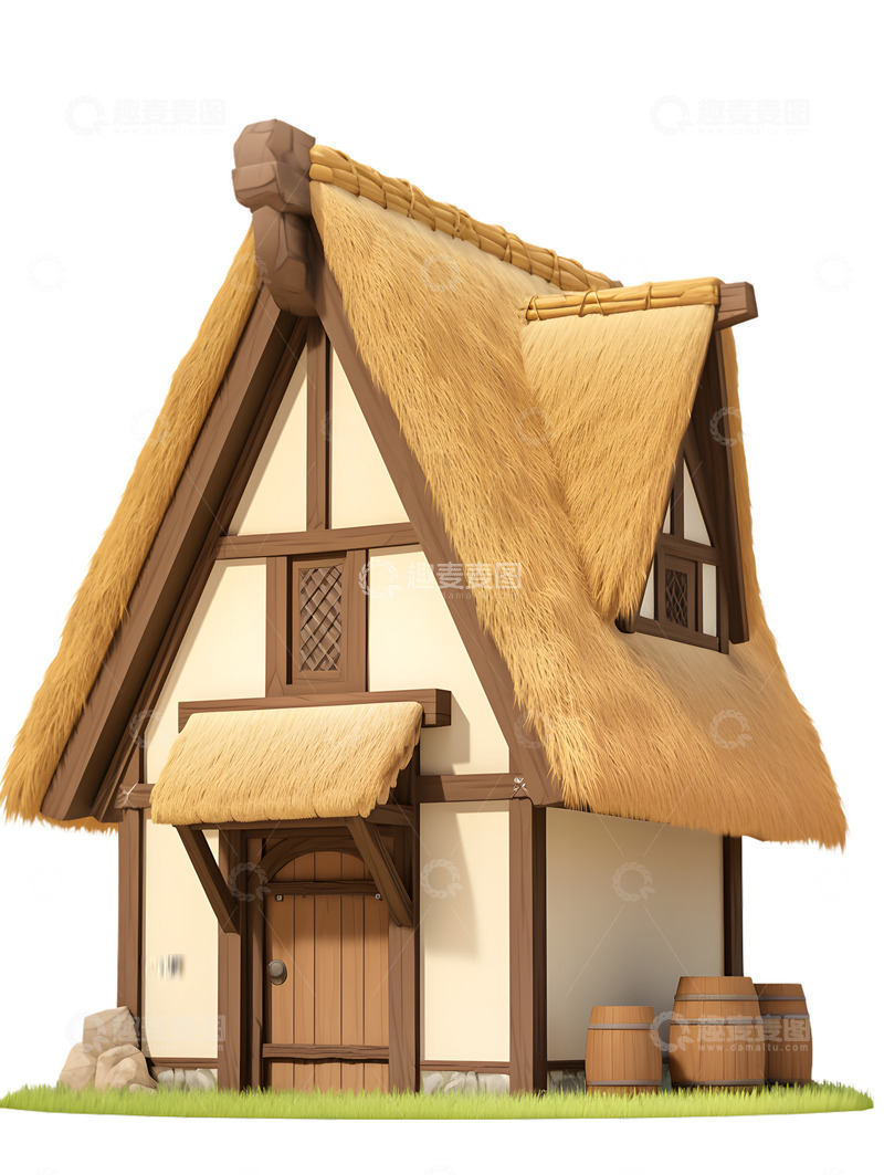高清大图下载【趣麦麦图】卡通茅草屋土房子2