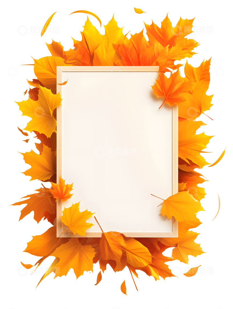 高清大图下载【趣麦麦图】-秋季植物边框展板2