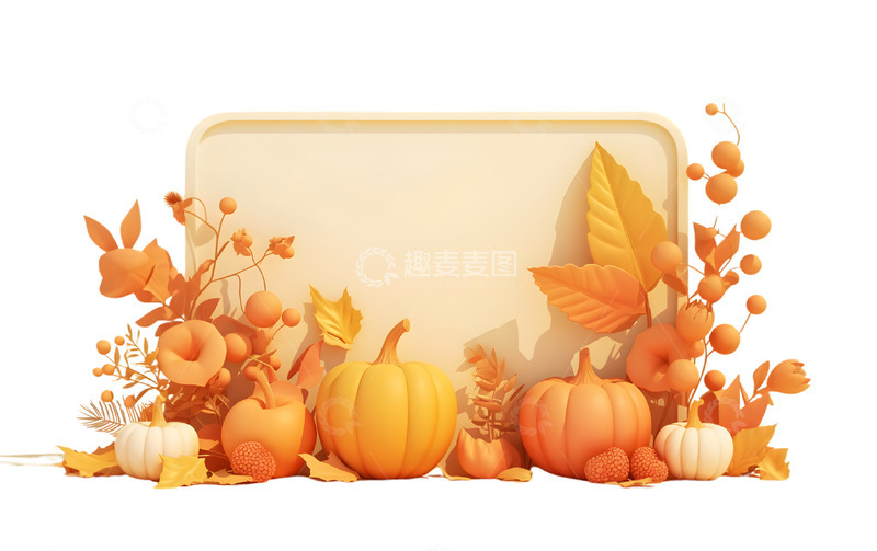 高清大图下载【趣麦麦图】-秋季植物边框展板