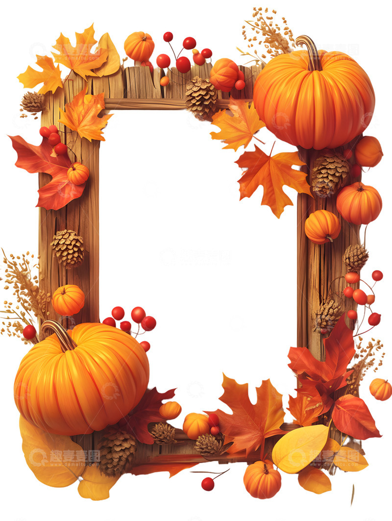 高清大图下载【趣麦麦图】-秋季植物边框