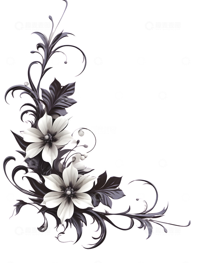 高清大图下载【趣麦麦图】花朵边框装饰黑板