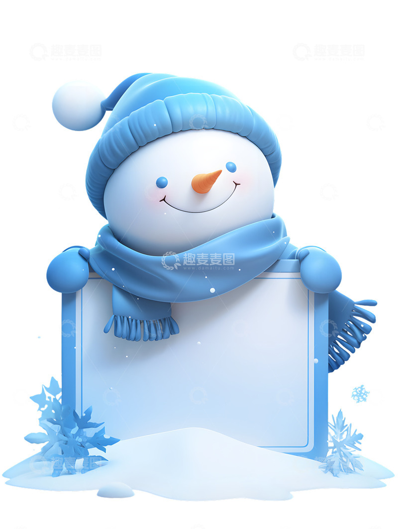 高清大图下载【趣麦麦图】冬季雪人展板