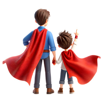 父亲节超人斗蓬卡通3D人物素材