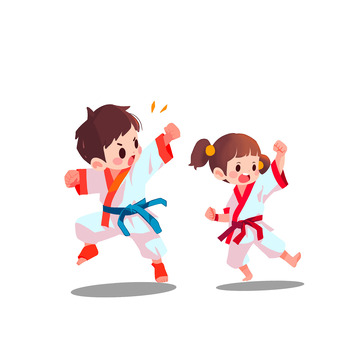 跆拳道人物场景手绘