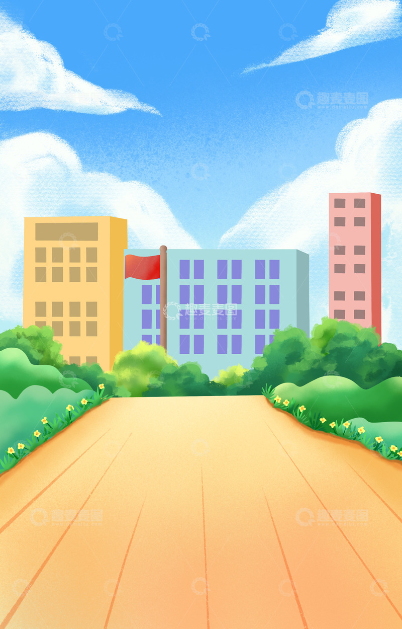 开学季教学楼校园场景