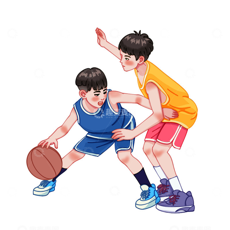 源文件下载【趣麦麦图】暑期培训班打篮球人物