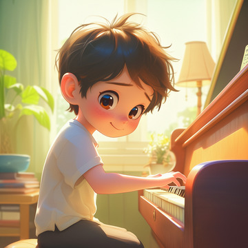 暑期音乐培训钢琴男孩