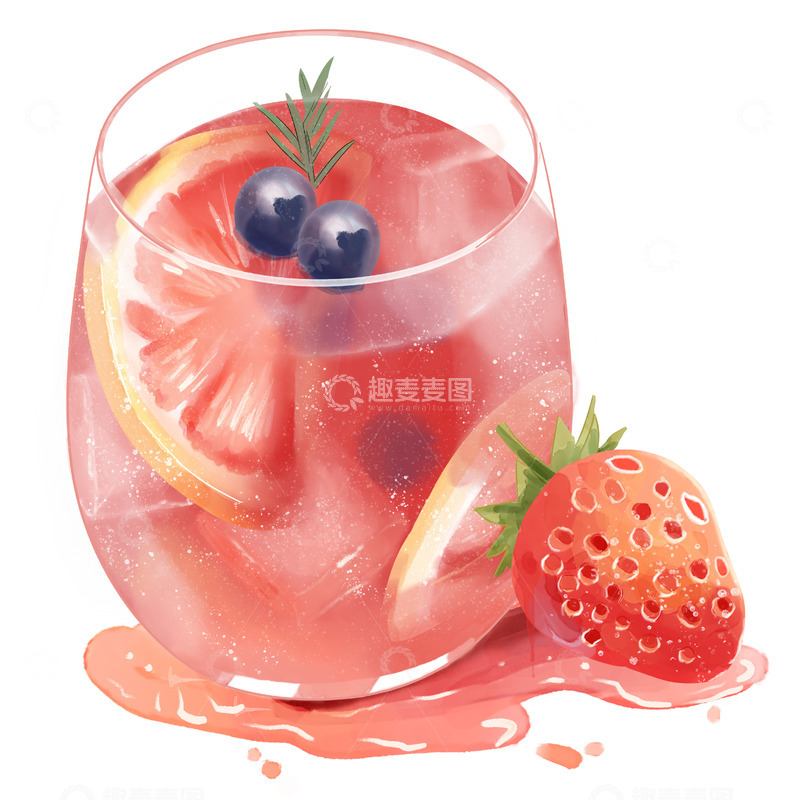 果汁饮料手绘插画