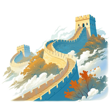 中国长城插画素材