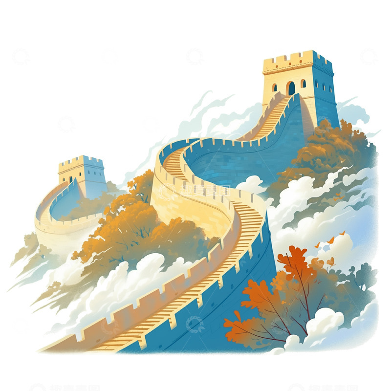 中国长城插画素材