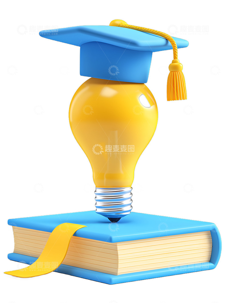 书籍补习作业笔记本作业本学士帽灯泡