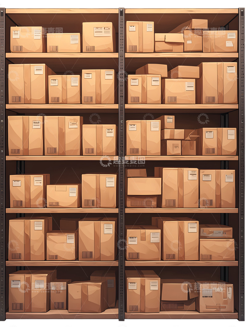 高清大图下载【趣麦麦图】快递物流送货货架