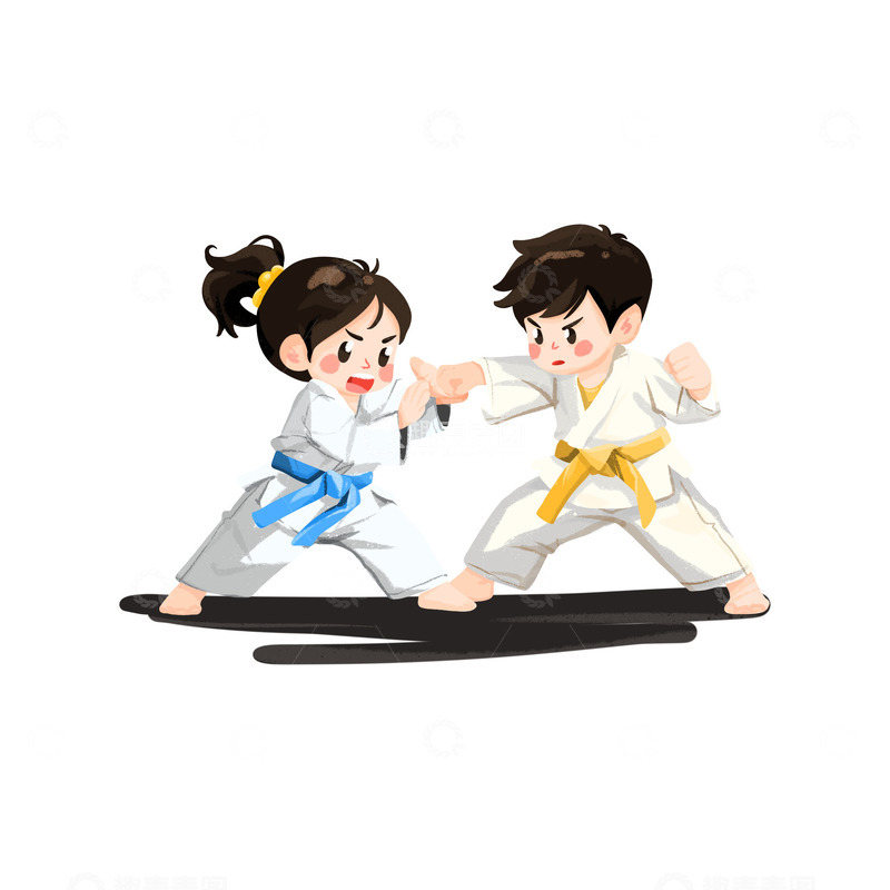 源文件下载【趣麦麦图】跆拳道练习比赛招生运动