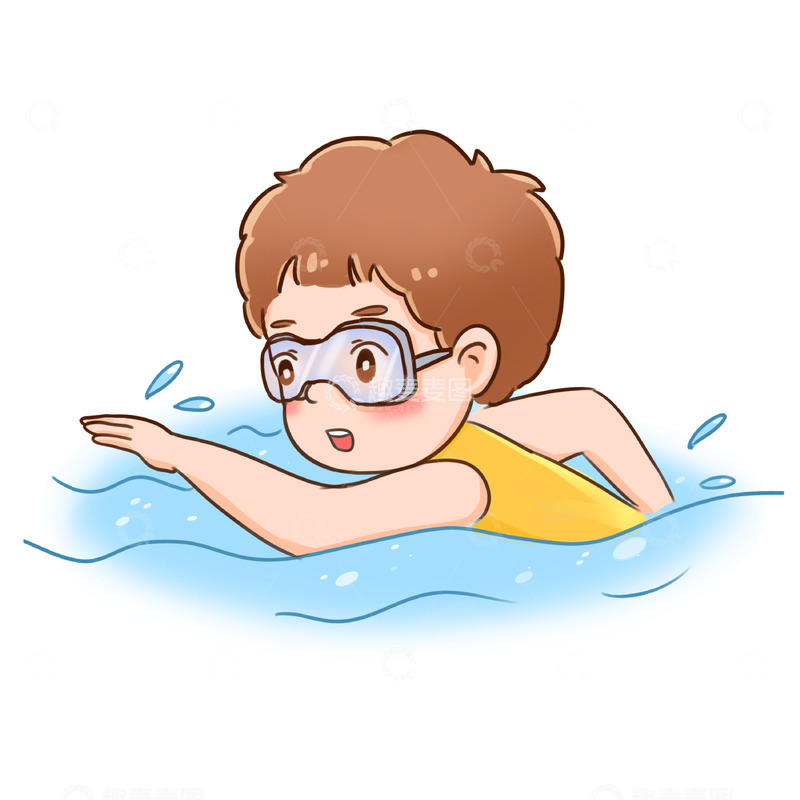 暑期培训班-学习游泳人物场景
