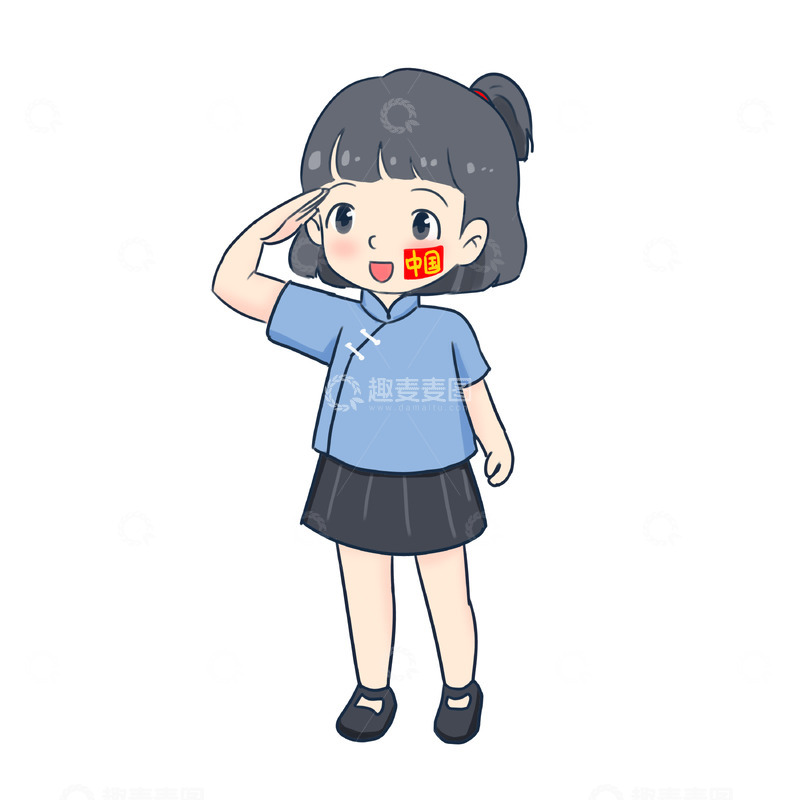 源文件下载【趣麦麦图】建党节人物元素学生敬礼