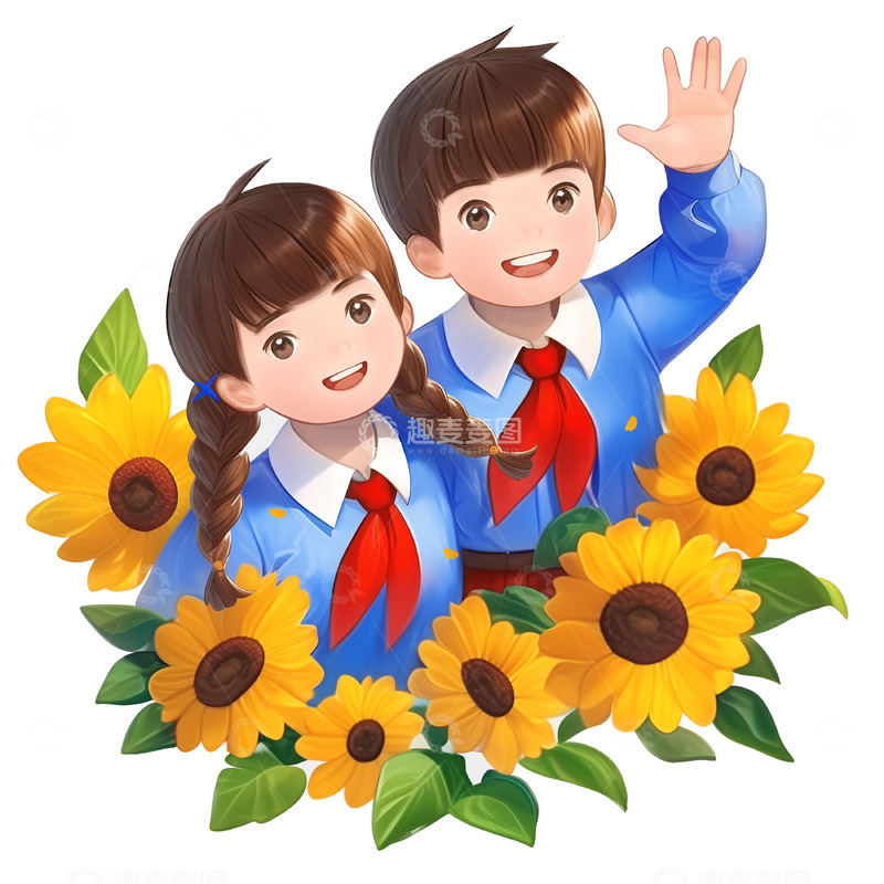 高清大图下载【趣麦麦图】少先队员卡通人物素材