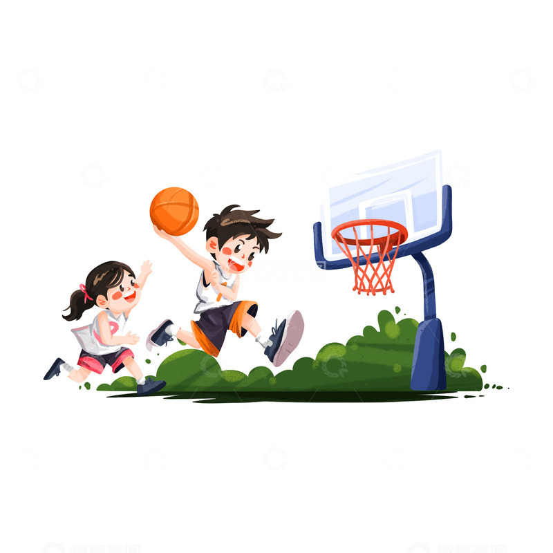 源文件下载【趣麦麦图】打篮球篮筐运动投篮暑期培训班