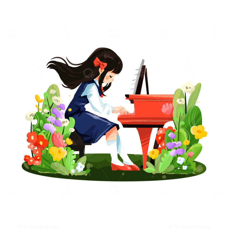 源文件下载【趣麦麦图】弹钢琴暑假培训班音乐音符招生