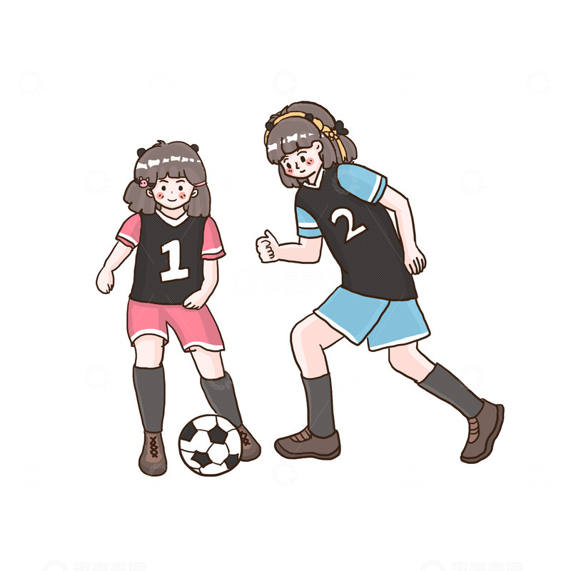 源文件下载【趣麦麦图】踢足球比赛招生夏日培训踢足球人物足球教学