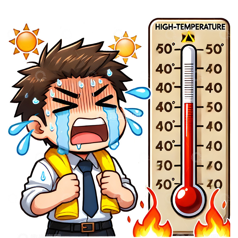 高清大图下载【趣麦麦图】高温炎热温度计卡通人物素材