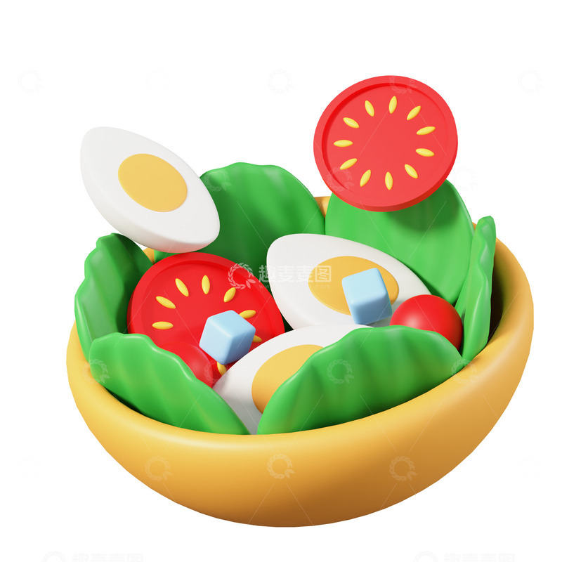 源文件下载【趣麦麦图】3D立体漂浮美食减脂餐