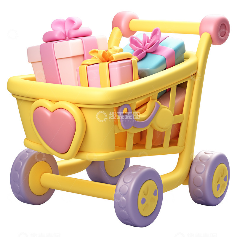 高清大图下载【趣麦麦图】3D建模购物车素材