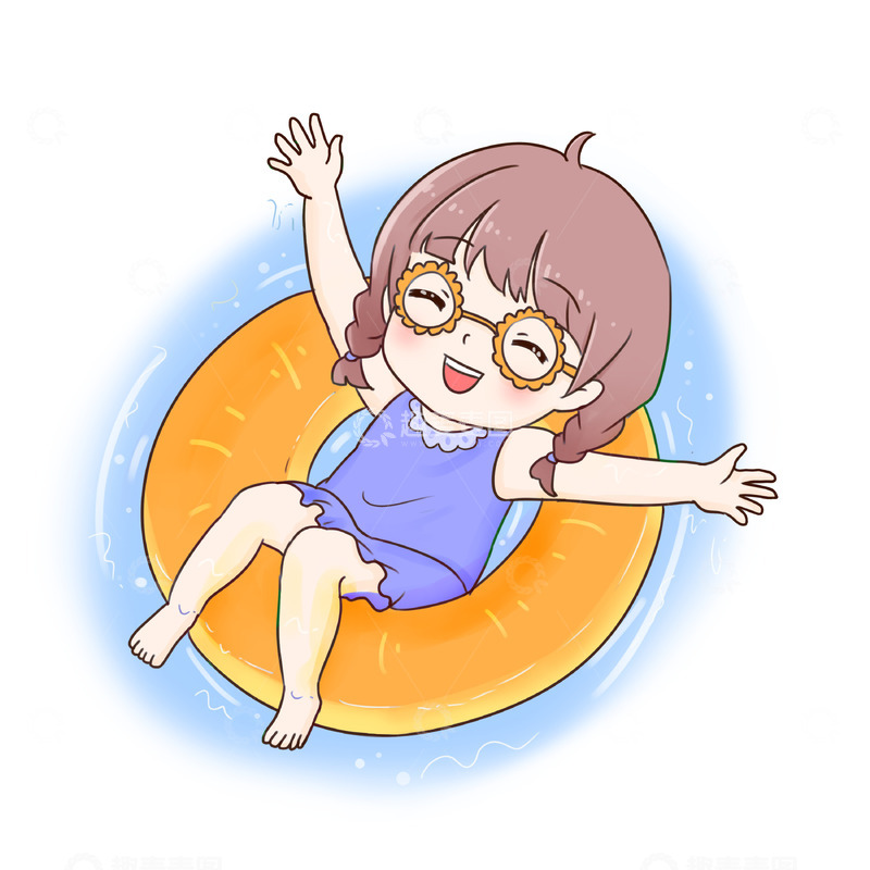 源文件下载【趣麦麦图】夏天小暑大暑夏至儿童游泳
