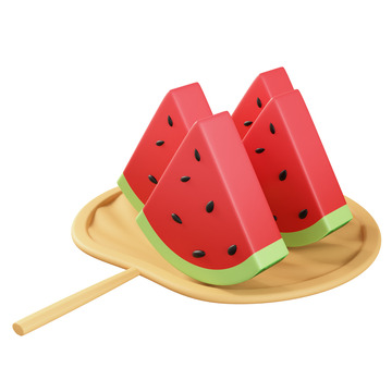 3D立体夏季水果西瓜免抠图片