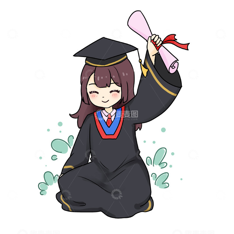 源文件下载【趣麦麦图】毕业季草地上的学生