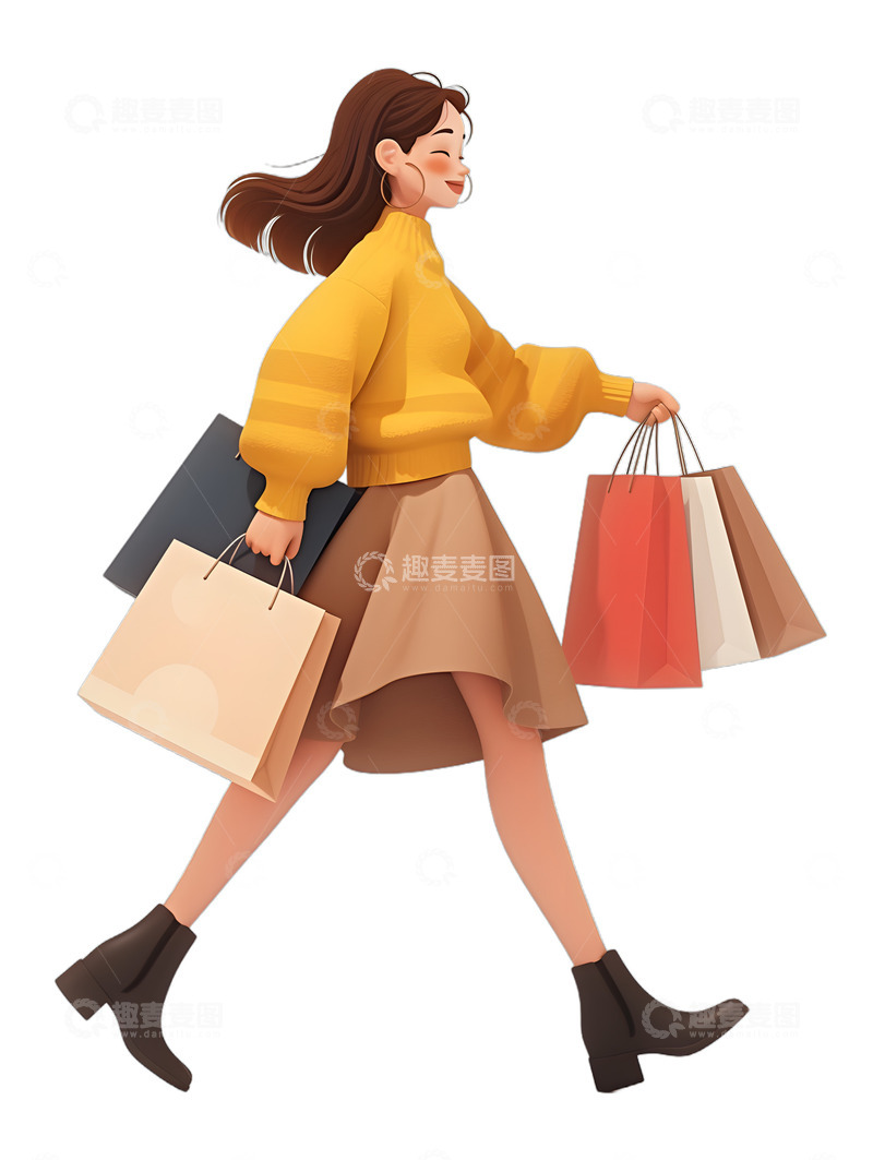高清大图下载【趣麦麦图】购物节电商礼物女生购物