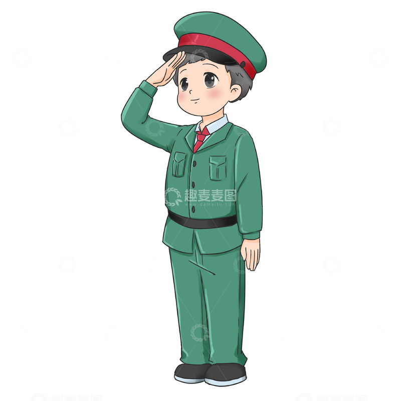 源文件下载【趣麦麦图】建党节军人敬礼元素