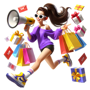 购物节宣传海报3D卡通人物素材