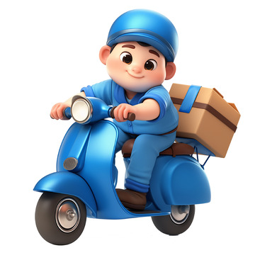 送快递的可爱快递员3D人物素材