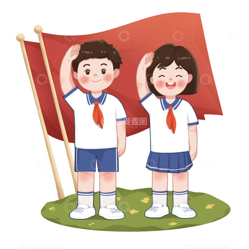 源文件下载【趣麦麦图】少先队员敬礼