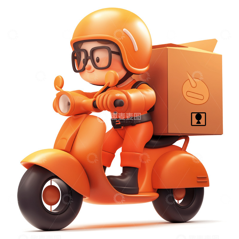高清大图下载【趣麦麦图】Q版卡通3D快递员人物素材