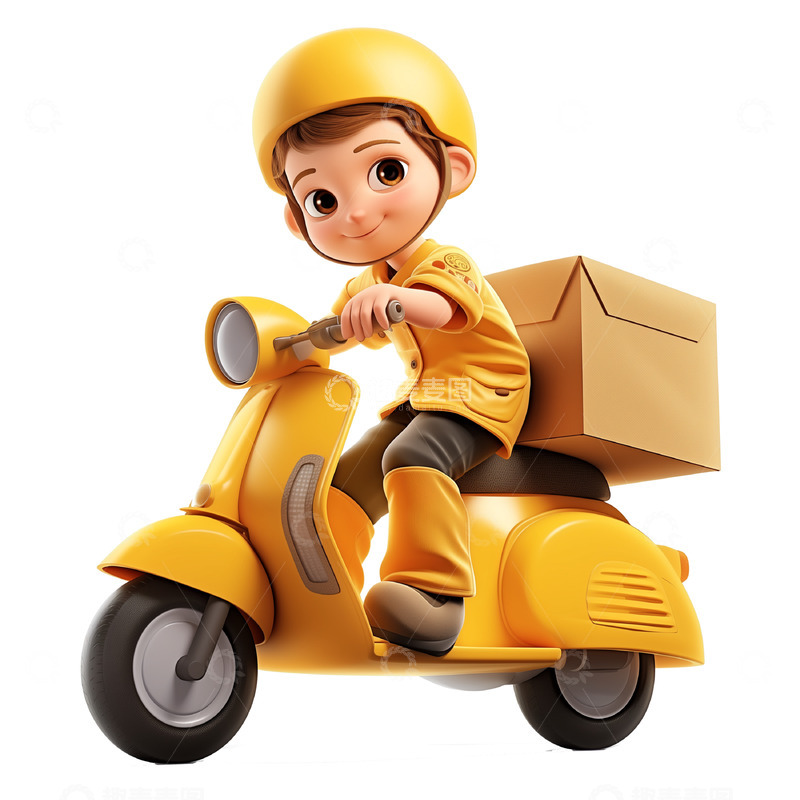 高清大图下载【趣麦麦图】卡通3D快递员送货人物素材
