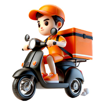 送外卖的卡通3D人物素材