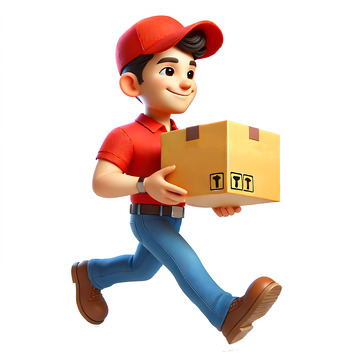 正在送快递的3D卡通人物素材