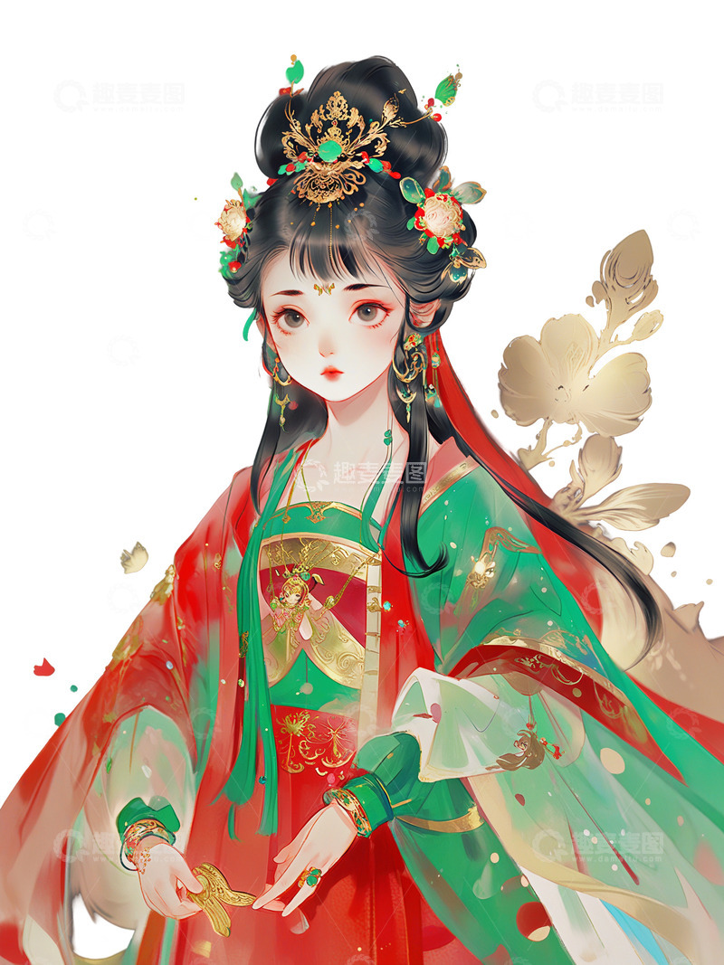 高清大图下载【趣麦麦图】中国风 古风 美人 红色