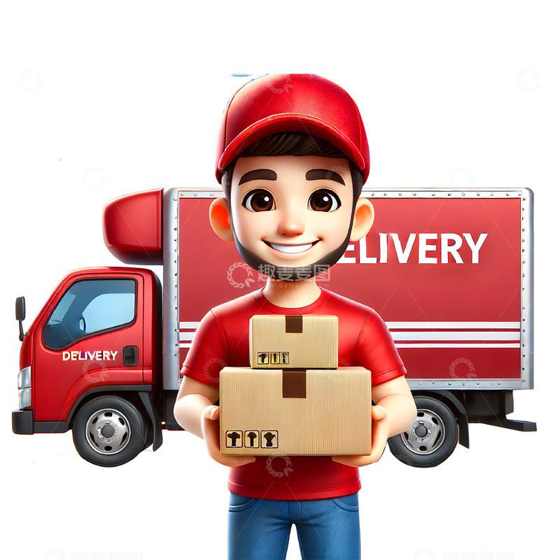 高清大图下载【趣麦麦图】快递人员卡通3D形象素材